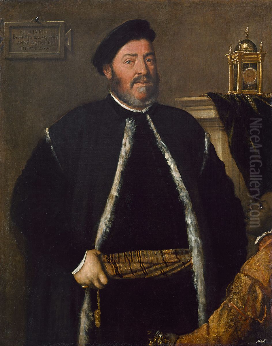Portrait of Fabrizio Salvaresio Oil Painting by Titian