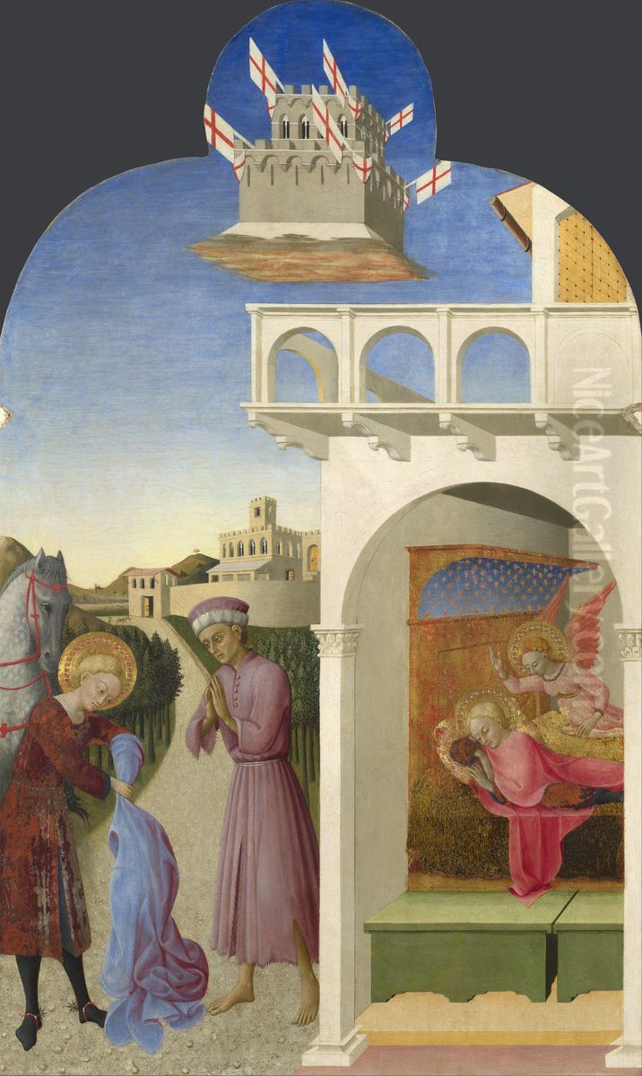 Saint Francis meets a Knight Poorer than Himself and Saint Francis's Vision of the Founding of the Franciscan Order Oil Painting by Stefano di Giovanni