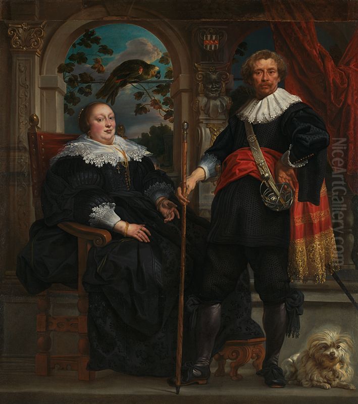Portrait of Govaert van Surpele (?) and his Wife Oil Painting by Jacob Jordaens