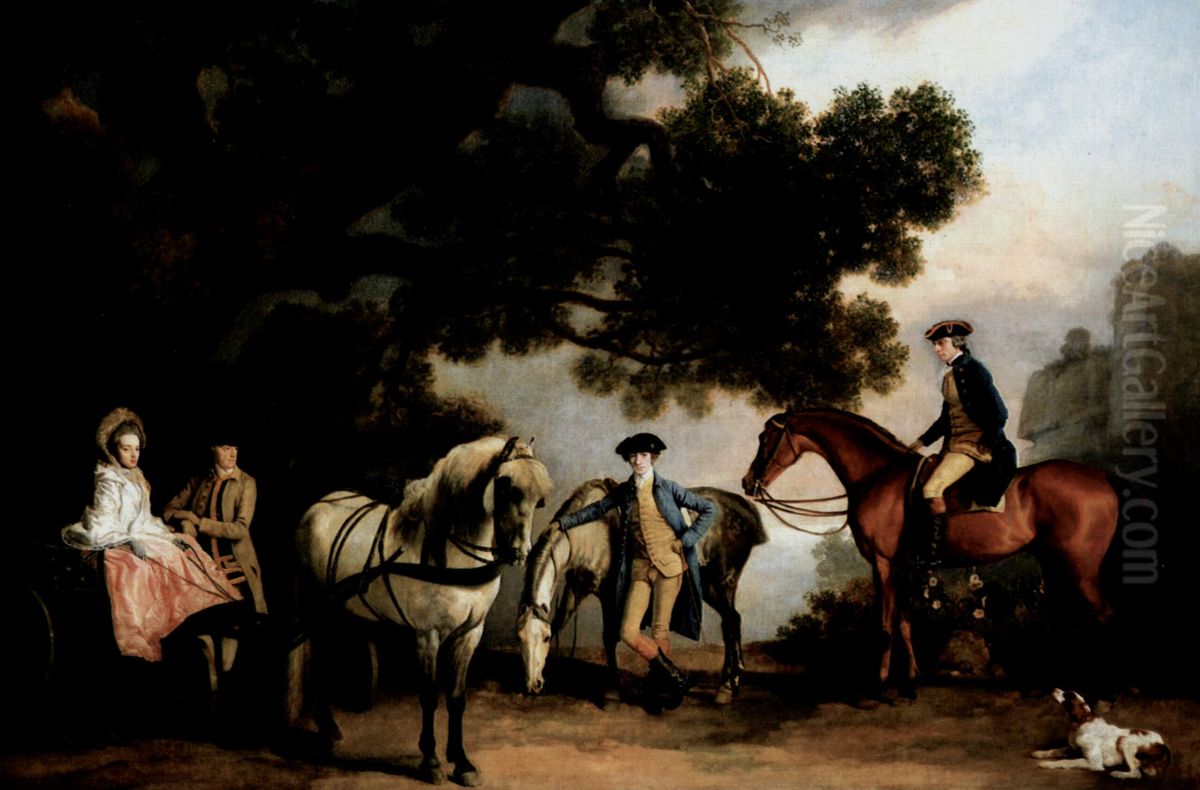 The Milbanke and Melbourne Families Oil Painting by George Stubbs