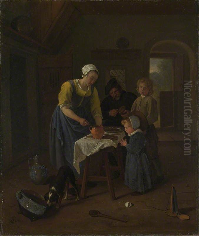 A Peasant Family at Meal-time ('Grace before Meat') Oil Painting by Jan Steen