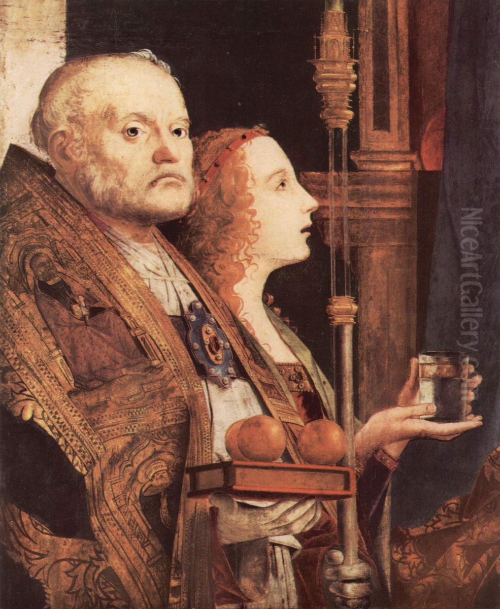 Hl. Nikolaus von Bari mit Chorknaben Oil Painting by Antonello da Messina