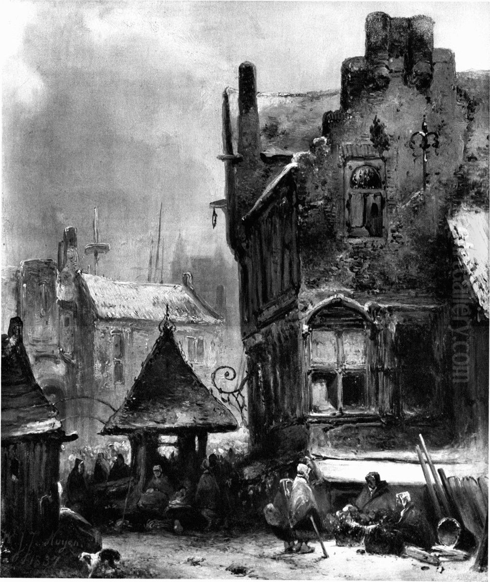 Stadsgezicht bij winter Oil Painting by Wijnand Nuijen