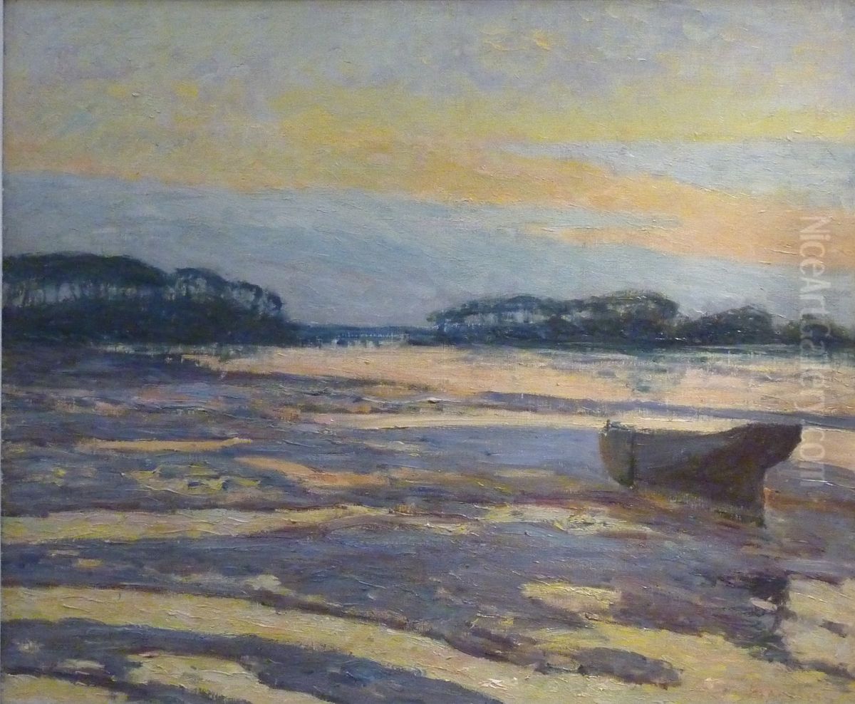 Crepuscule jaune sur les vasieres. Loctudy. Oil Painting by Maxime Maufra