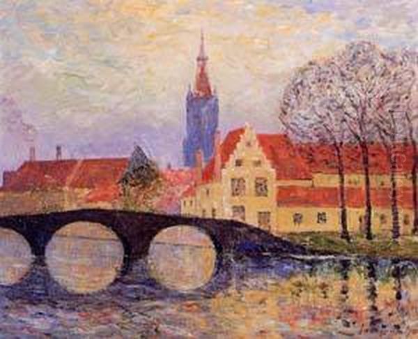 The_Leguenay_Bridge_Bruges Oil Painting by Maxime Maufra