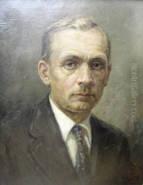 Portrait of Yanka Kupala Oil Painting by Dmitriy Nikolaevich Polozov