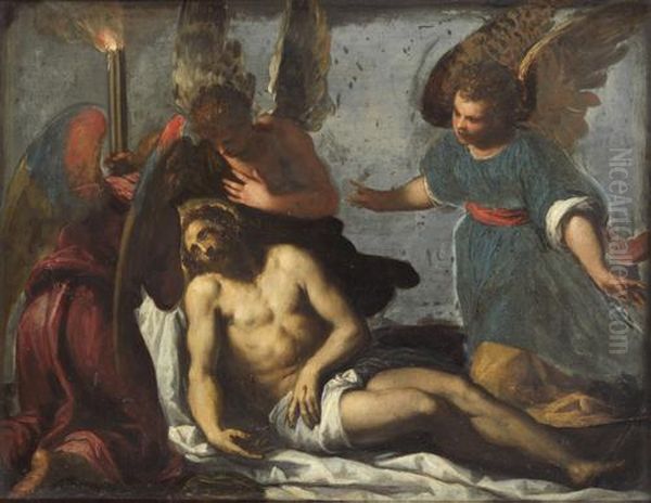 Lamentation with angels Oil Painting by Palma il Giovane