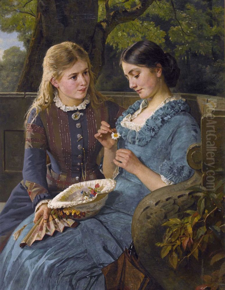 Park Scene with Amorous Young Woman Oil Painting by Berthold Woltze