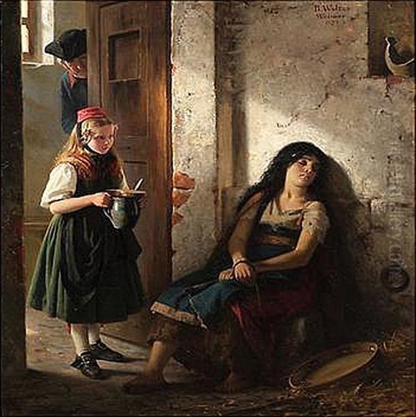 Junge Zigeunerin im Arrest Oil Painting by Berthold Woltze