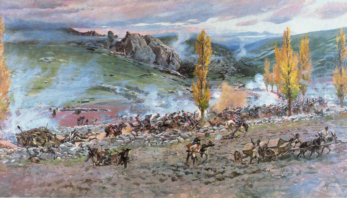 Charge of the Spanish battery Oil Painting by Wojciech Kossak