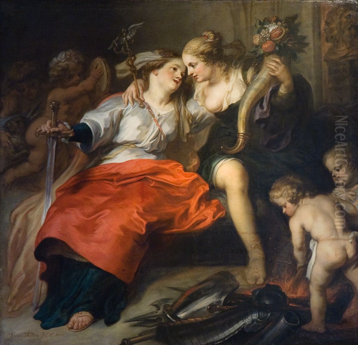 Allegorie op de terugkeer van de Vrede: Gerechtigheid en Overvloed Oil Painting by Theodoor van Thulden