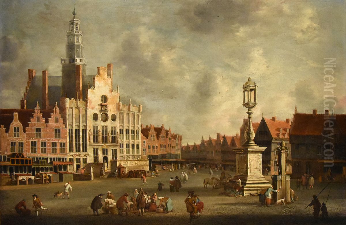 The market in Den Bosch Oil Painting by Jan Abrahamsz Beerstraaten