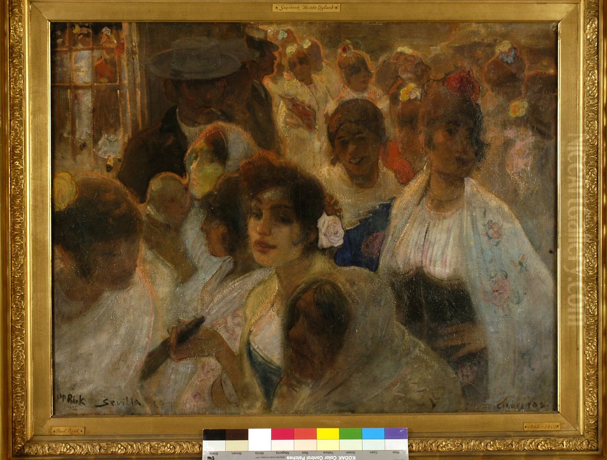 Cigaretos. Uitgaan van een sigarettenfabriek te Sevilla Oil Painting by Paul Rink