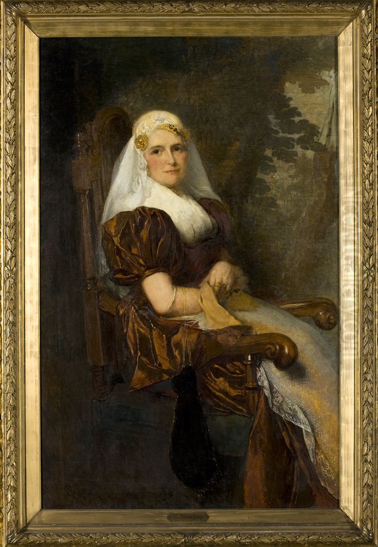 Portrait of Gesina van Calcar (1850-1936) Oil Painting by Christoffel Bisschop