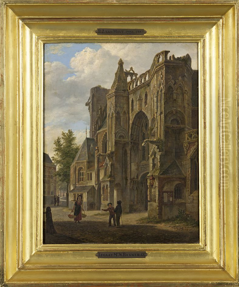 Gezicht op gothische kerk, Oil Painting by Bartholomeus van Hove