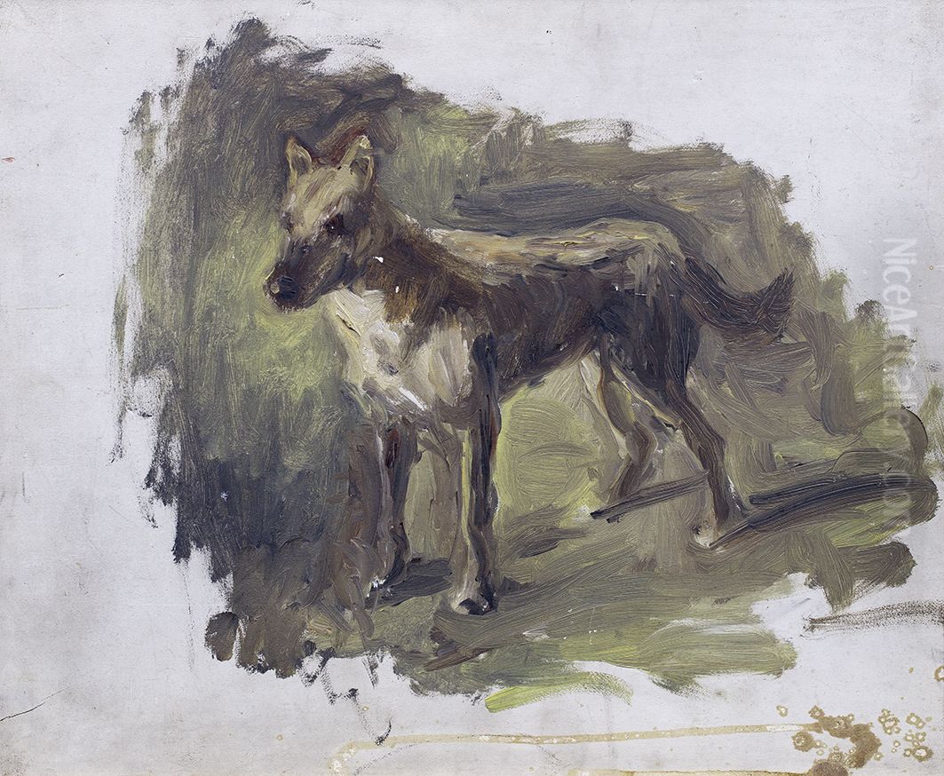 Studie van een hond, Oil Painting by Jozef Israels