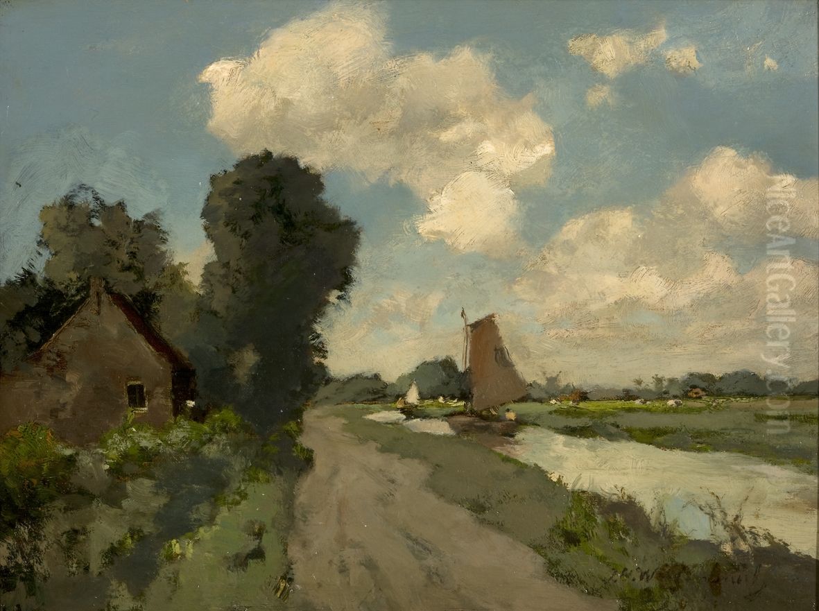 Poldervaart Oil Painting by Johan Hendrik Weissenbruch