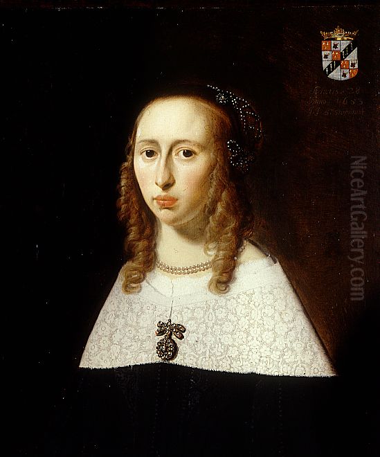 Portrait of Elisabeth Hooftman van Godlinze gezegd Eyckelenberg (1625-....) Oil Painting by Jan de Stomme