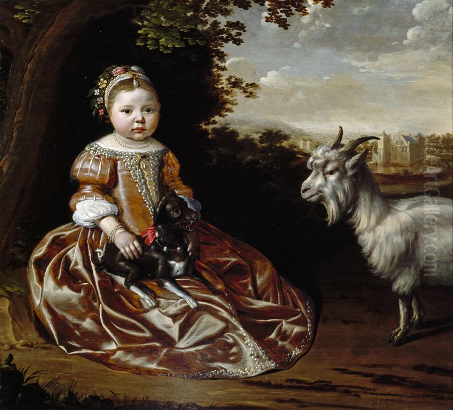 Portrait of a girl, probably Beerta Elisabeth Gockinga (1654-1711) Oil Painting by Jan de Stomme