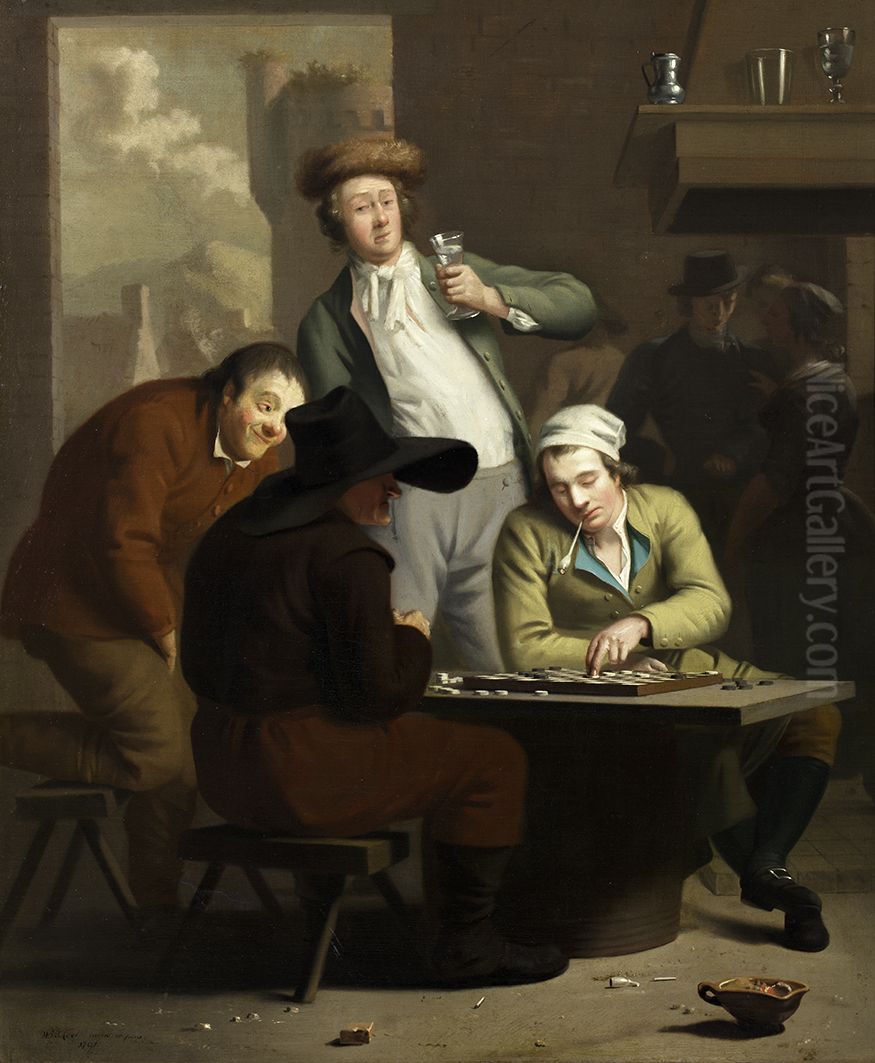 Damspelers in een herberg, Oil Painting by Willem Bartel Van Der Kooi