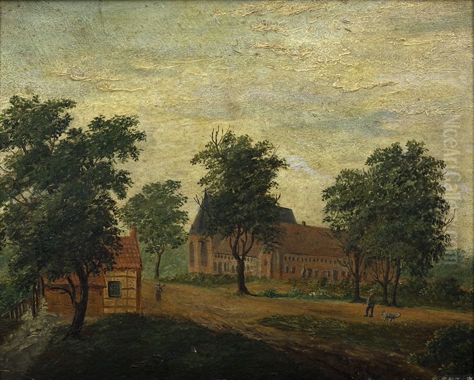 Gezicht op het Klooster van Ter Apel Oil Painting by Tjakko Borgesius