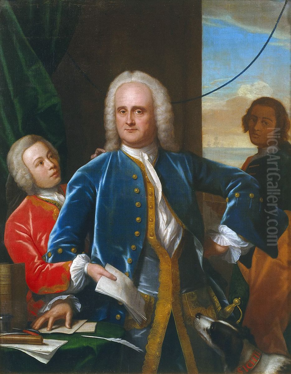 Jan Albert Sichterman with his son Jan Albert Oil Painting by Philip van Dijk