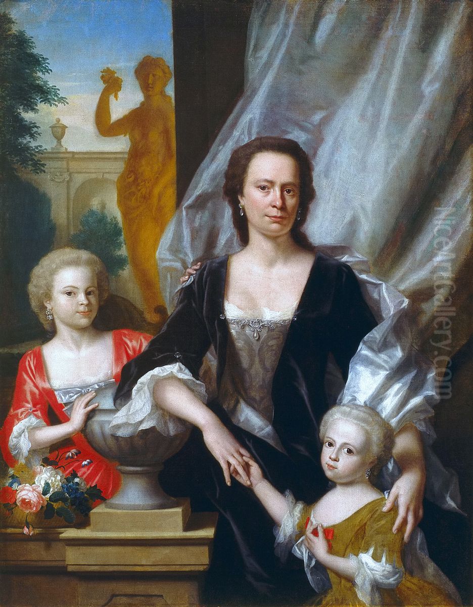 Sybilla Volkera Sichterman-Sadelijn met haar dochters Sybilla Volkera en Christina Elisabeth, Oil Painting by Philip van Dijk