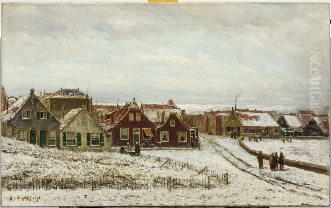 Scheveningen, 'Een buurtje te Scheveningen, Winter', Oil Painting by Hendrik Willem Mesdag