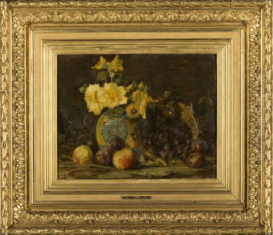 Stilleven met bloemen en vruchten, Oil Painting by Sina Mesdag-van Houten