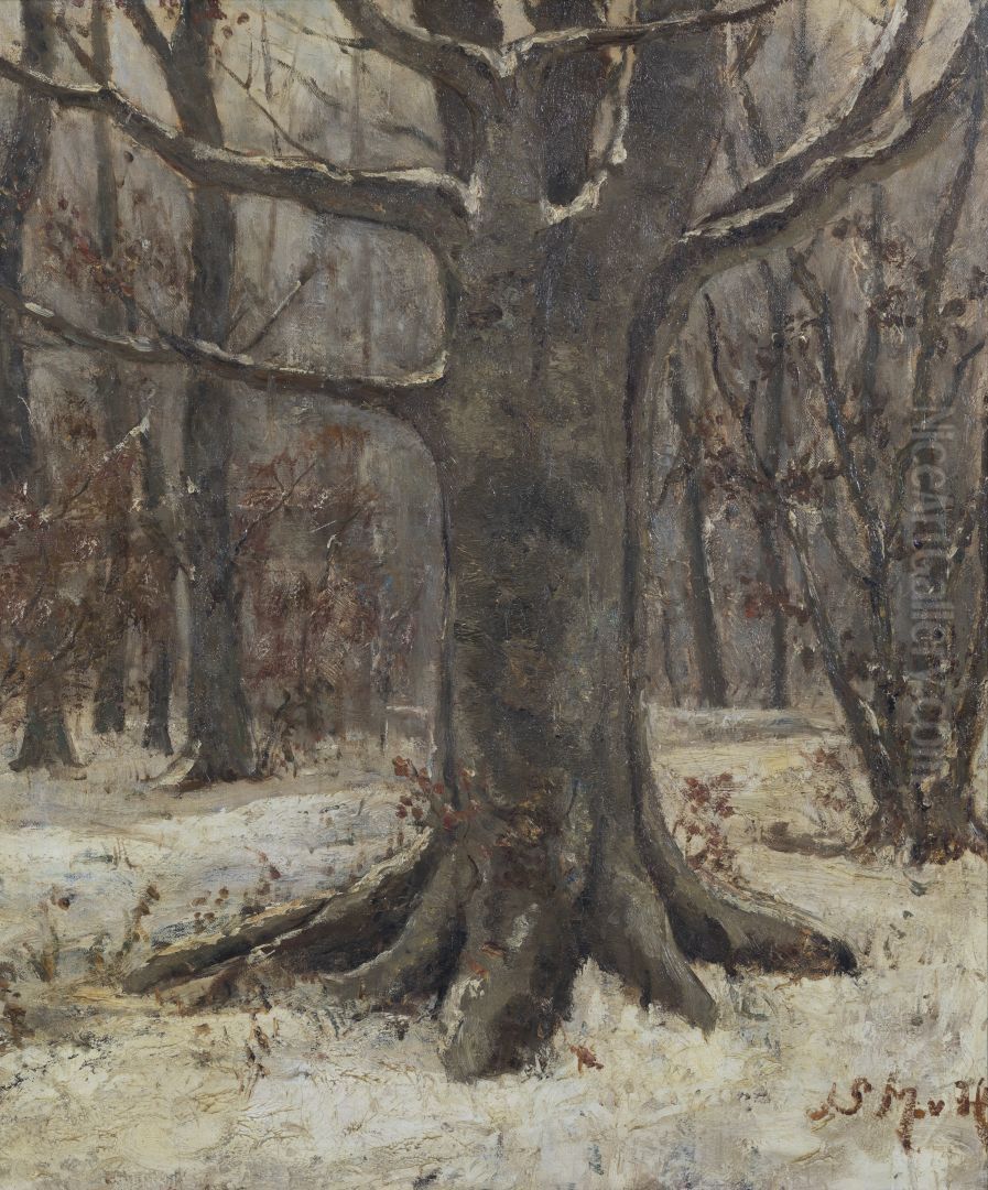 Bosgezicht in de winter Oil Painting by Sina Mesdag-van Houten