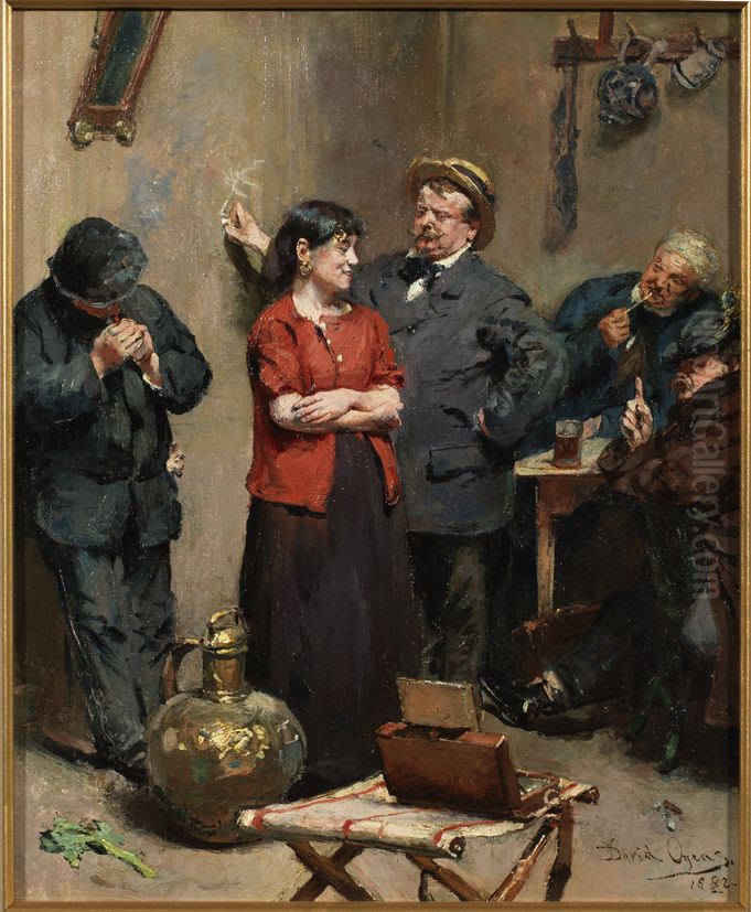Obscuur cafe Oil Painting by David Oyens