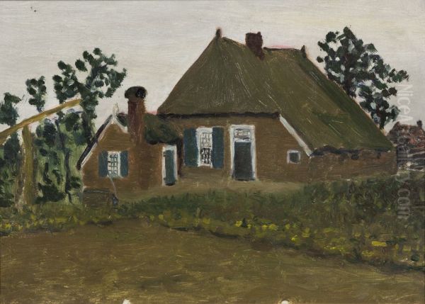 Boerderij in de buurt van Ommen (S-5), Oil Painting by Hendrik Nicolaas Werkman
