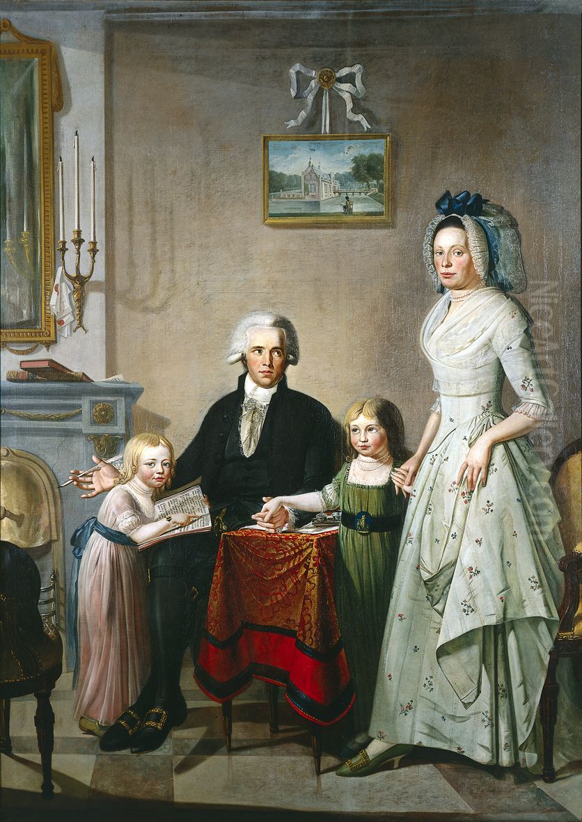 Family portrait of Hendrik Louis Wychgel van Lelle (1757-1830) and Hermanna van Gesseler (1757-1797) with their daughters Oil Painting by Gerardus de San