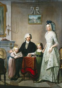 Family portrait of Hendrik Louis Wychgel van Lelle (1757-1830) and Hermanna van Gesseler (1757-1797) with their daughters