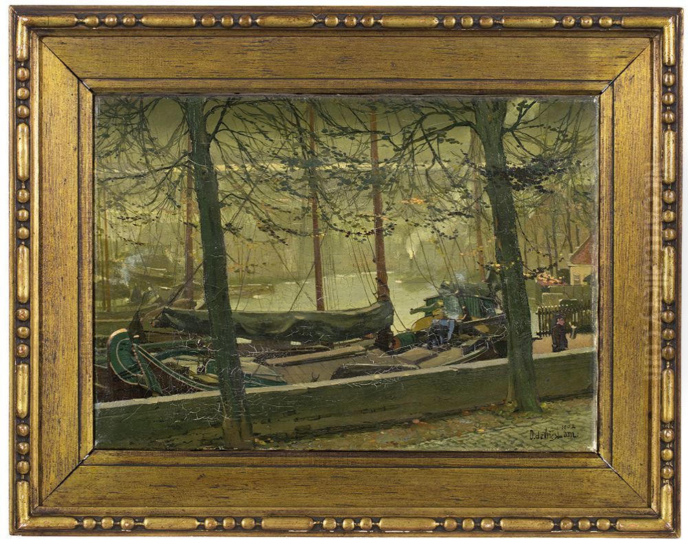 Zeilschip aan de wal, Oil Painting by Dirk de Vries Lam