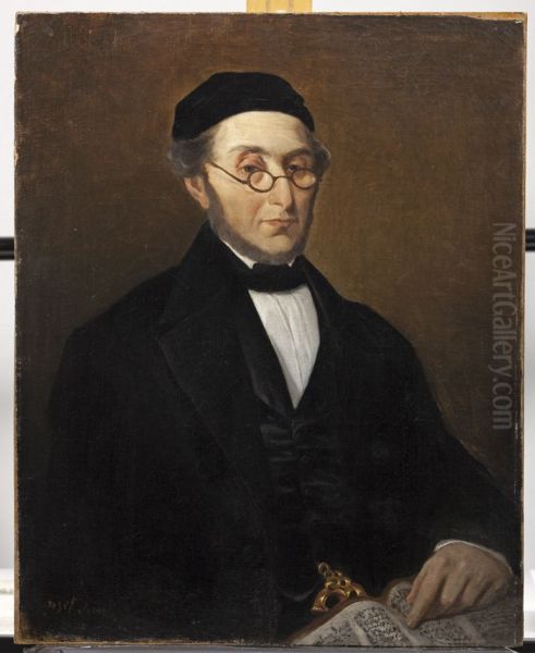 Portrait of Samuel Juda Oppenheim (1785-1873) Oil Painting by Jozef Israels