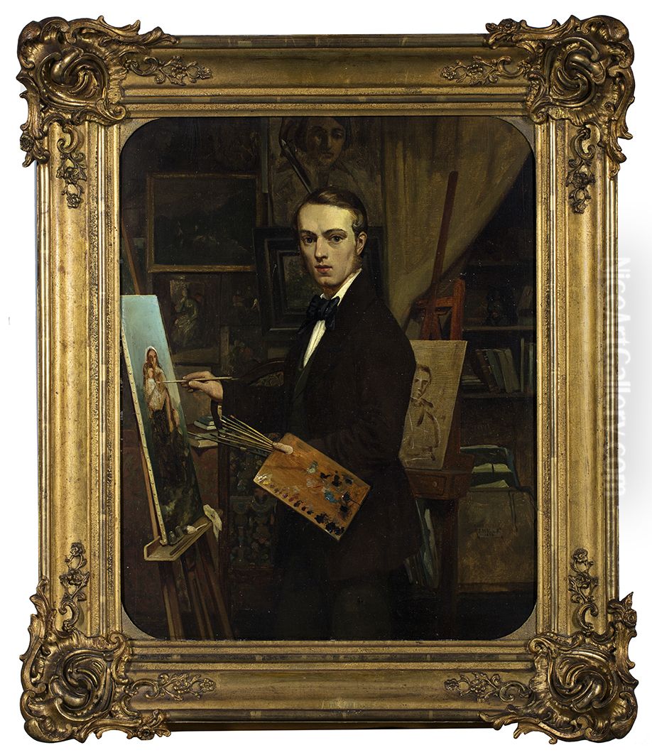 Self portrait Oil Painting by Jan Hindrik Kiewiet de Jonge