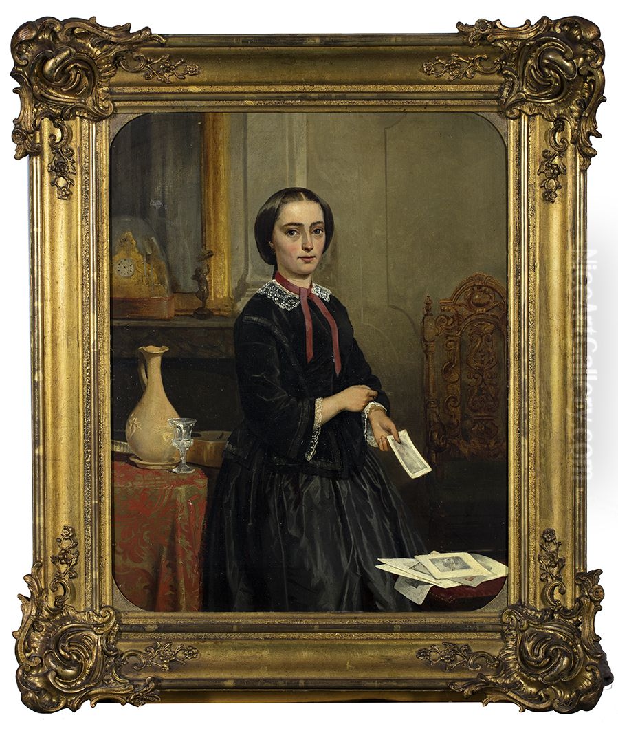 Portrait of Hilligje Diephuis (1835-1912) Oil Painting by Jan Hindrik Kiewiet de Jonge