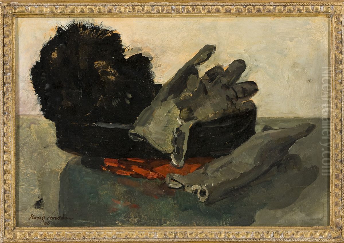 Hoed en handschoenen, Oil Painting by Floris Verster