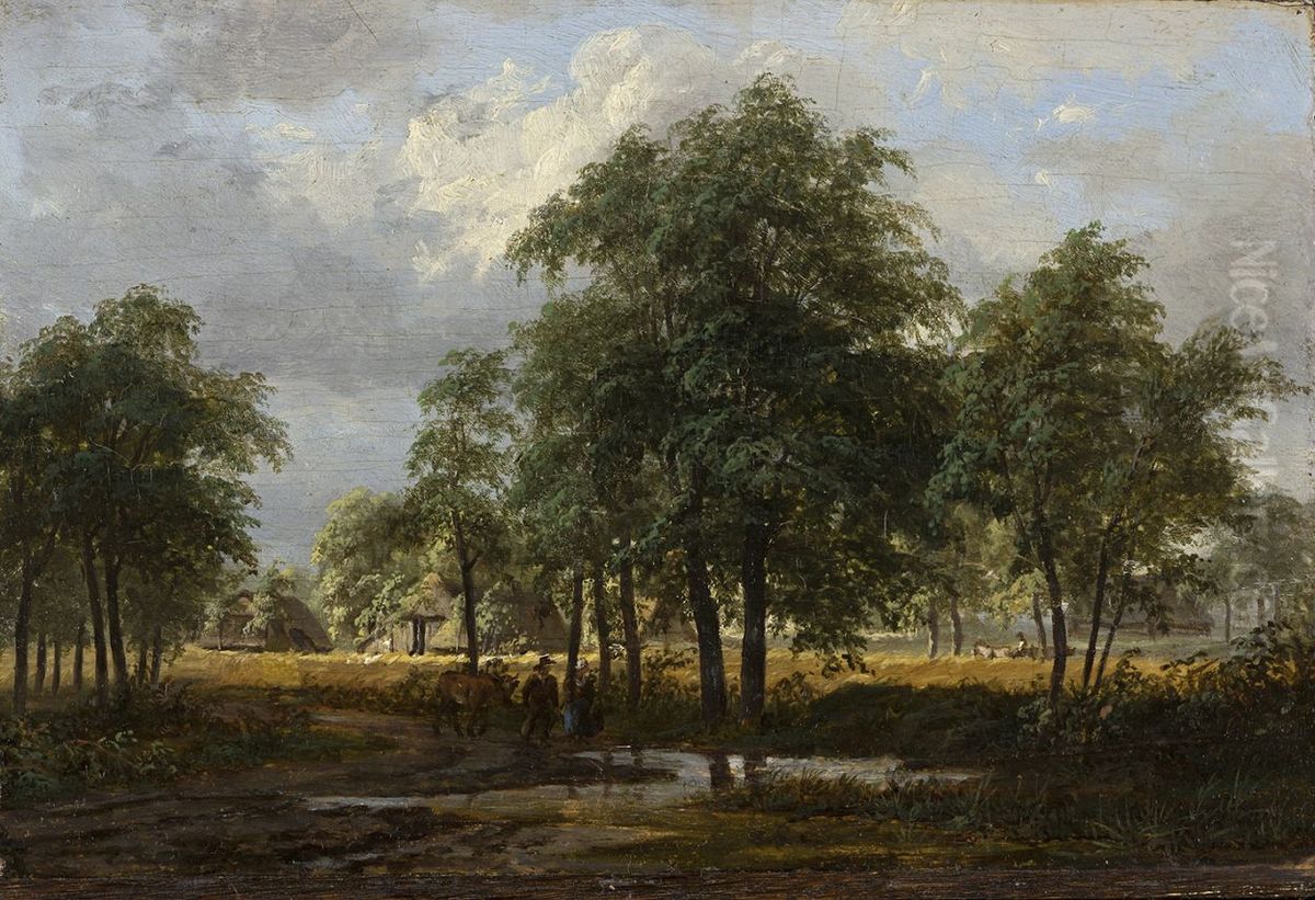 Wooded landscape Oil Painting by Meindert Hobbema