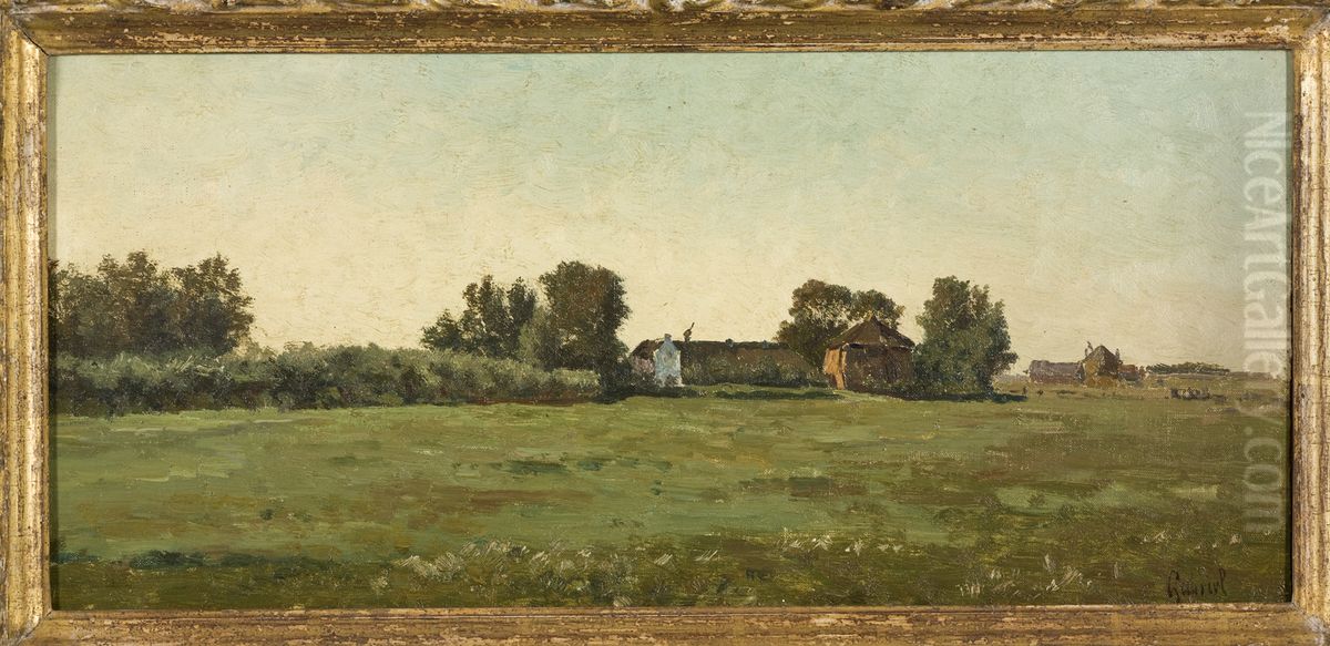 Landschap met twee boerderijen Oil Painting by Paul Joseph Constantine Gabriel