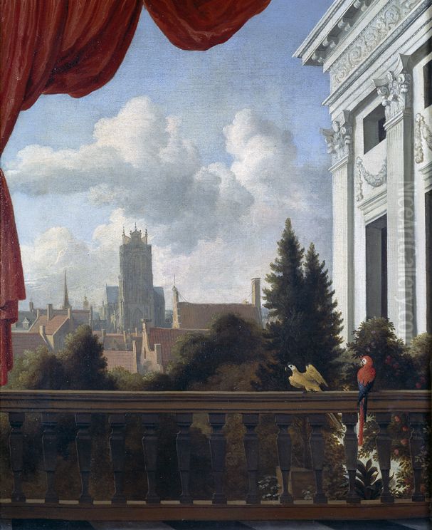 View of Dordrecht with on the right the Trippenhuis at Amsterdam Oil Painting by Allaert van Everdingen View of Dordrecht with on the right the Trippenhuis at Amsterdam Oil Painting by Allaert van Everdingen