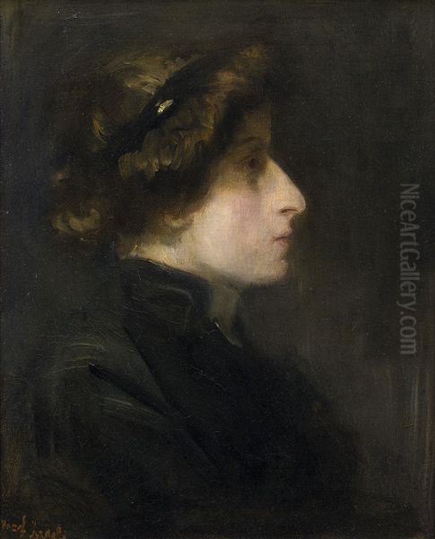 Portrait of Sarah Bernhardt Oil Painting by Jozef Israels