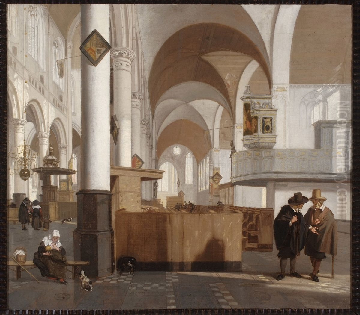 Interior of the Oude Kerk in Amsterdam Oil Painting by Emanuel de Witte