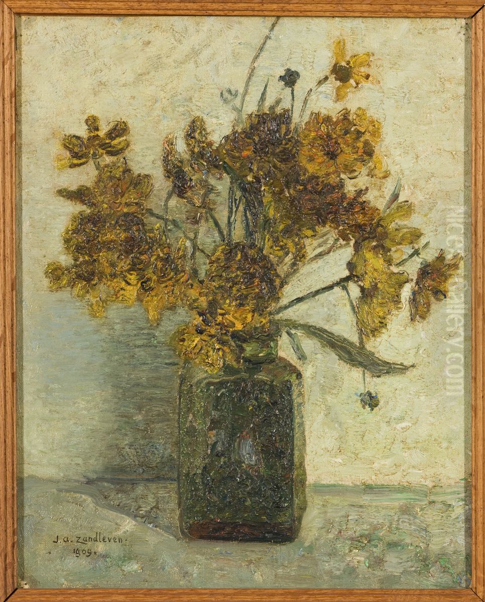 Bloemstilleven, Oil Painting by Jan Adam Zandleven