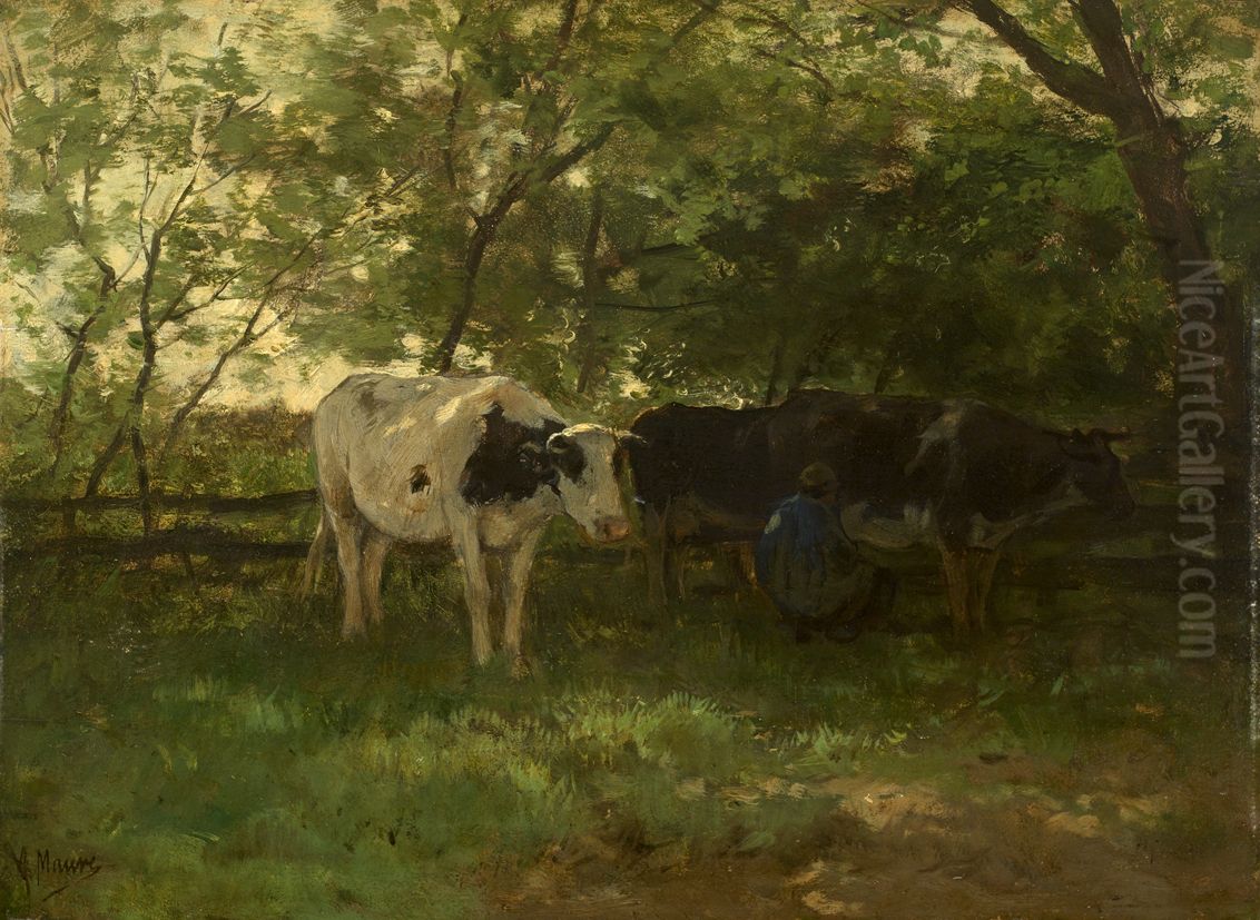 Melktijd Oil Painting by Anton Mauve