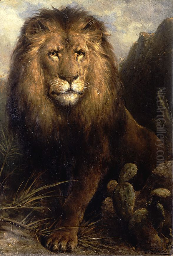 Abessynische leeuw, Oil Painting by Otto Erelman