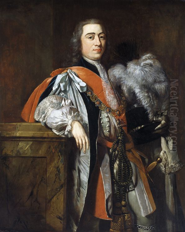 Portrait of Willem IV, prince of Oranje-Nassau (1711-1751) Oil Painting by Herman van der Mijn