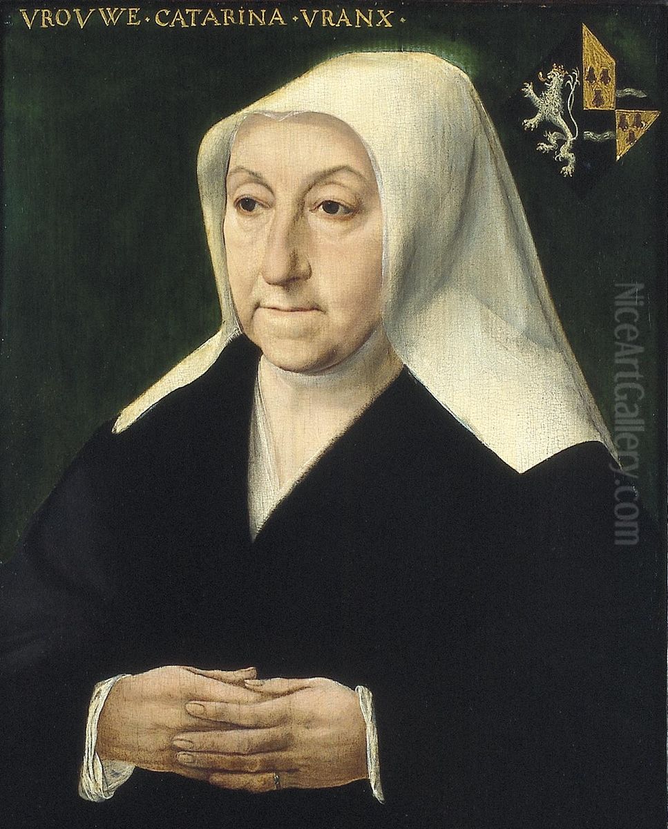 Diptiek met portretten van Adriaen van der Broucke en Catharina Vranx Oil Painting by Unidentified painter
