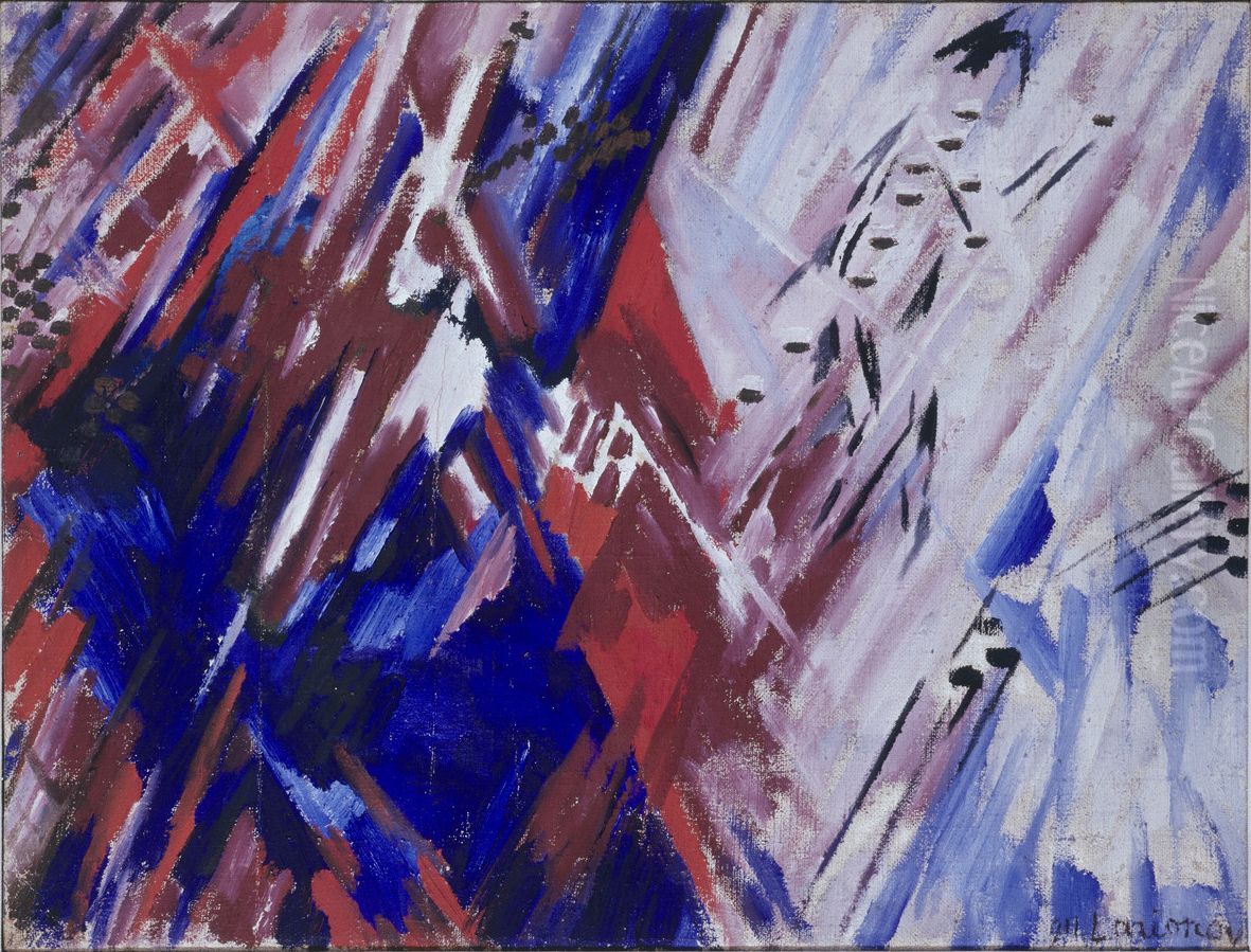 Krasno-sinij lucizm. (Plaz Oil Painting by Mikhail Larionov
